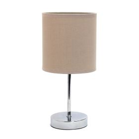 Chrome Mini Basic Tabletop Lamp with Fabric Shade, Gray