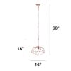 1 Light 16" Modern Metal Wire Paragon Hanging Ceiling Pendant Fixture, Rose Gold