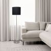 Brushed Nickel Floor Lamp with Drum Shade, Black