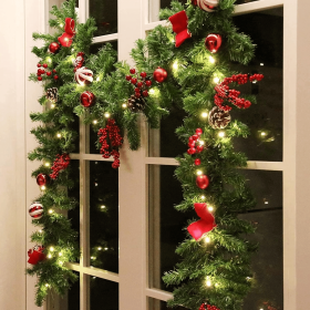 9 FT LED Christmas Garland, Multi-function Christmas Garland with 50 Warm White LED Lights