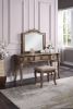 Traditional Antique Oak Color Vanity with Stool and Mirror