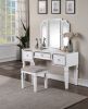 Majestic Classic White Vanity Set with Stool and Tri-Fold Mirror