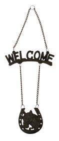 Cast Iron Welcome Horse Horseshoe Sign