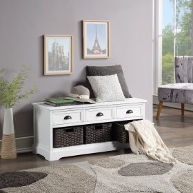 U_STYLE Homes Collection Wood Storage Bench with 3 Drawers and 3 Woven Baskets (As same As WF189496AAK)