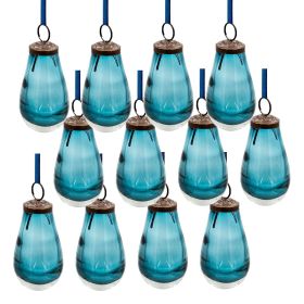 2" x 2" x 3.7" Luster Tear Drop Ornament, Glass Decorative Hanging Christmas Tree Ornaments for Holiday Party Decorations, Set of 12