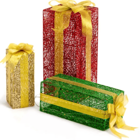 VINGLI Lighted Gift Boxes Set Of 3