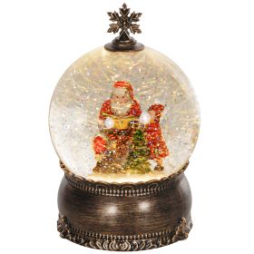 HOMCOM Christmas Snow Globe with Light, Musical Snow Globe with Swirling Glitter, Battery Operated Christmas Decoration for Holiday Party or Gift