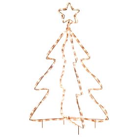 Outsunny 30" Outdoor LED Christmas Tree Rope Lights, LED Outdoor Christmas Decoration with Ground Stakes, Warm White