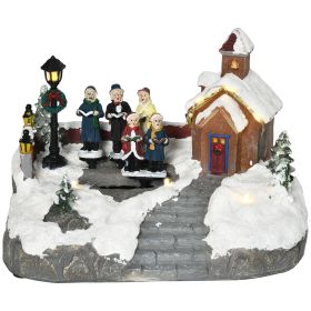 HOMCOM Christmas Village, Choir Animated Winter Wonderland Set with Multicolored LED Light, Battery Operated Christmas Decoration