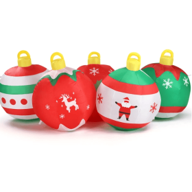 6.9 FT Lighted Christmas Inflatable Decoration, Inflatable Five Christmas Balls