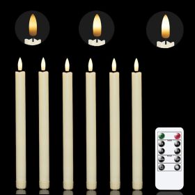 Chamvis Flickering Ivory Flameless LED Battery Operated Taper Plastic Candles 3D Wick Lights 6PK with Remote Control with Timer for Home Decor Hallowe