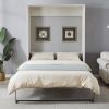 Queen Murphy Bed Cabinet Self-Close and Open Rustic White