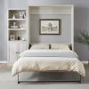 Queen Murphy Wall Bed with 1 Side Cabinet Storage Shelf White