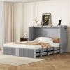 Queen Size Murphy Wall Bed with drawer and & USB Ports Gray