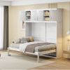 Full Size Murphy Wall Bed With Storage Top Cabinets, White