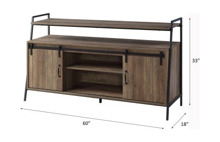 ACME Rashawn TV Stand , Rustic Oak & Black Finish LV00152