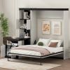 Full Murphy Bed with Desk and Storage Shelves Black and White