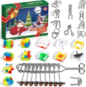 Advent Calendar 2024 for Kids - Christmas Gifts Brain Teaser Puzzles - Christmas Countdown Calendar Decoration Gift Box - 24 Pcs Metal Wire Puzzle Big