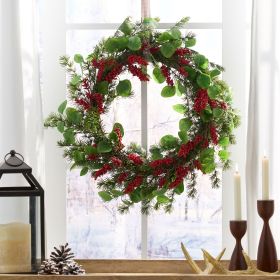 25.5 inch Christmas Wreaths for Front Door,Winter Wreaths for Indoor and Outdoor Christmas Decorations,Christmas Door Wreath with Leaves and Berries