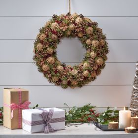 18.5'' PINE CONE Wreath-natural