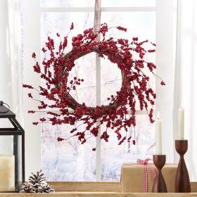 23.5 Inches Berry Wreath, Christmas Red Wreath with Mixed Berries for Indoor Outdoor Decor