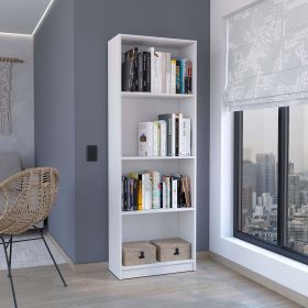 Home Bookcase 4-Shelf Modern Unit for Books and Decor, White