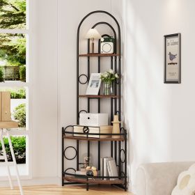 4-Tier Contemporary Rustic Corner Bookshelf With Metal Frame