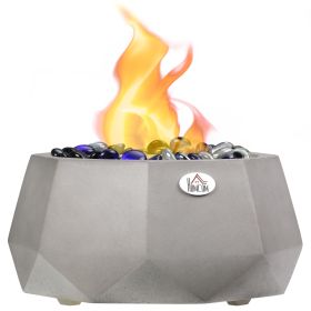 Concrete Tabletop Fireplace, 9" Portable Alcohol Fireplace with Lid for Indoor and Outdoor, 0.1 Gal Max 215 Sq. Ft.