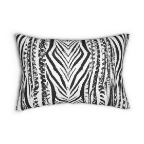 Decorative Lumbar Throw Pillow - Native Black And White Abstract Pattern