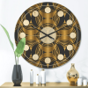 Mid-Century Modern Style Retro Pattern Wood Round Wall Clock