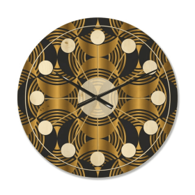 Mid-Century Modern Style Retro Pattern Wood Round Wall Clock