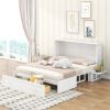 Queen Mobile Murphy Bed with Drawer and Shelves in White