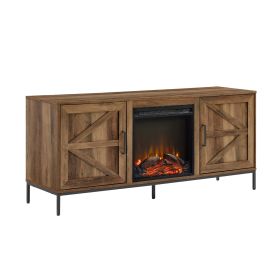 Modern Farmhouse Barn Door Fireplace TV Stand for TVs up to 65' â Rustic Oak