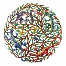 Four Geckos Painted Metal Wall Art - Croix des Bouquets