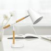 White Matte and Wooden Pivot Desk Lamp