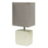 Petite Faux Stone Tabletop Lamp with Fabric Shade, White with Gray Shade