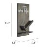 Lucca Wall Mounted Wooden “Life Happens Wine Helps” Wine Bottle Shelf with Glass Holder, Rustic Gray