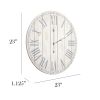 Wood Plank 23" Large Coastal Rustic Wall Clock, White Wash