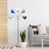 Floor Lamp with 5 Adjustable Lights, Multi-Color Shades, Silver