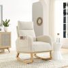 Modern High Back Accent Rocking Chair With Two Side Pocket