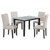 5-Piece Dining Set has Faux Marble Table and 4 Padded Chairs