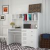 Home Office Computer Desk with Hutch, Antiqued White finish