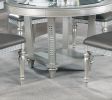 Antique Silver Traditional Round Dining Table and 4 Side Chairs