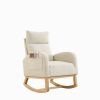 Modern High Back Accent Rocking Chair With Two Side Pocket