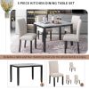 5-Piece Dining Set has Faux Marble Table and 4 Padded Chairs