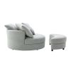 Accent Swivel Barrel Chair with Storage Ottoman and 4 Pillows