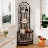 4-Tier Contemporary Rustic Corner Bookshelf With Metal Frame