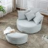 Accent Swivel Barrel Chair with Storage Ottoman and 4 Pillows