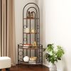 4-Tier Contemporary Rustic Corner Bookshelf With Metal Frame