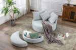 Accent Swivel Barrel Chair with Storage Ottoman and 4 Pillows